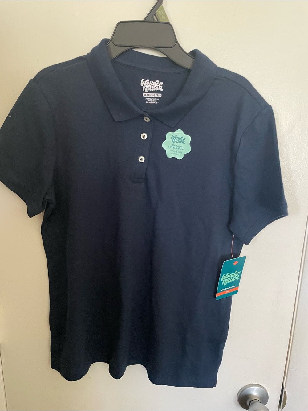 Wonder Nation Girls' Navy Polo Shirt